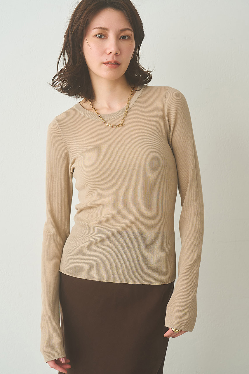 ウィム ガゼット/Whim Gazetteの【予約販売】シアーリブニットプルオーバー(ベージュ/WGZ1061305A0007)