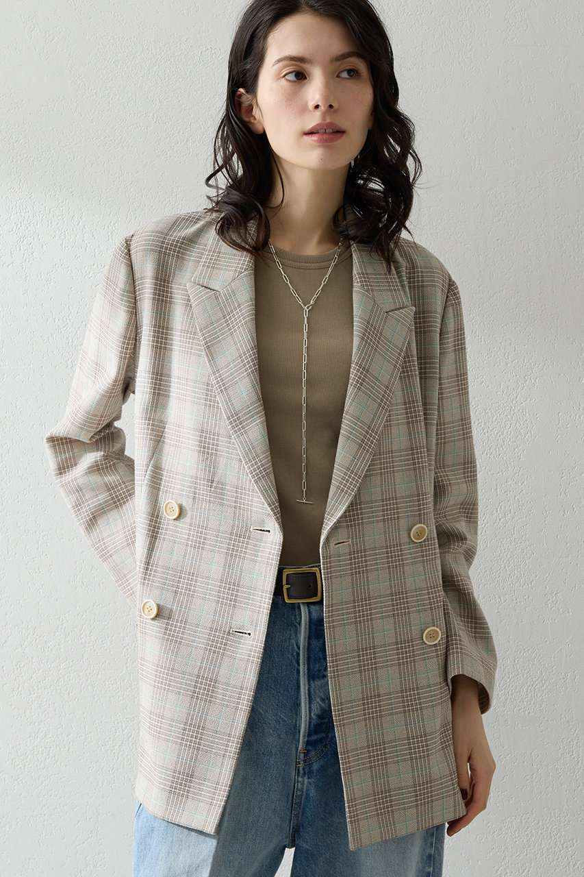 ウィム ガゼット/Whim Gazetteの【予約販売】コットンチェックテーラージャケット(ベージュ/WGZ1061307A0001)