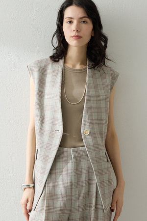 ウィム ガゼット/Whim Gazetteの【予約販売】コットンチェックジレ(110800/110806)