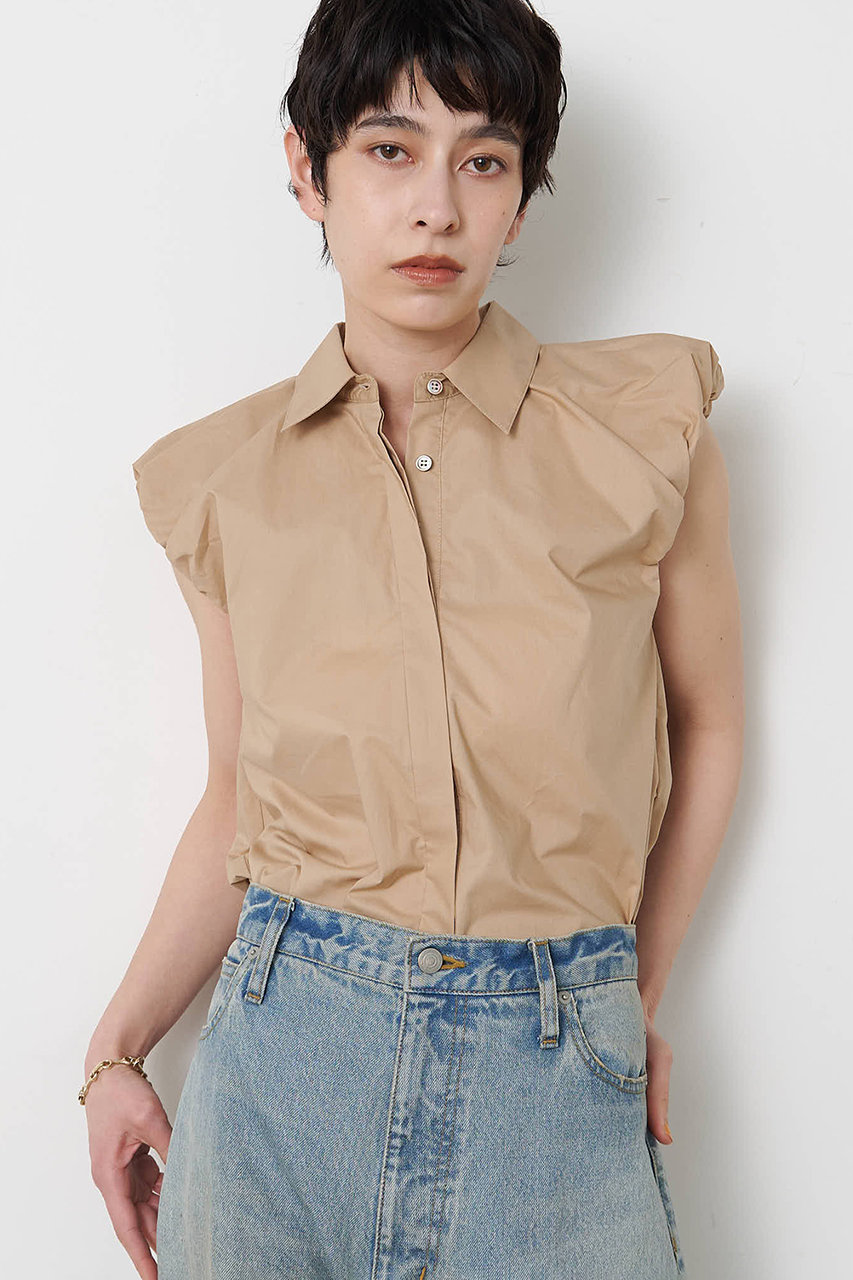 ウィム ガゼット/Whim Gazetteの【予約販売】【THE PAUSE】袖ギャザーノースリーブシャツ(ベージュ/WGP1061404A0002)