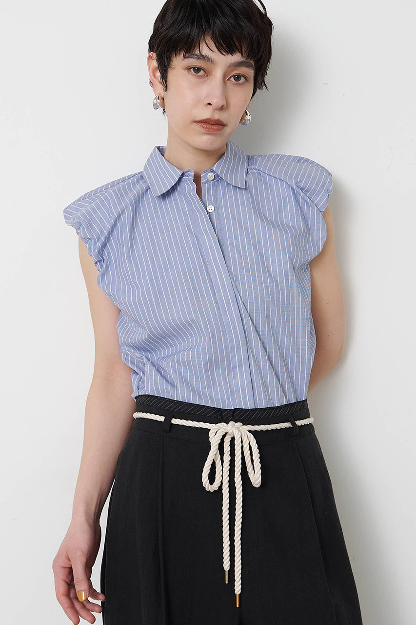 【THE PAUSE】袖ギャザーノースリーブシャツ