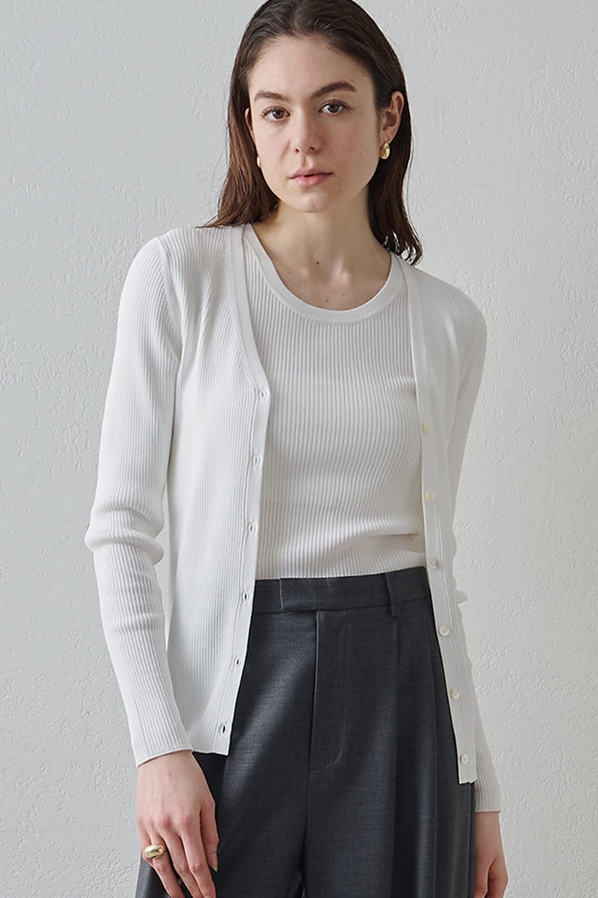 ウィム ガゼット/Whim Gazetteの【予約販売】【Drawing Numbers】リブVネックカーディガン(ホワイト/DNZ1061305A0002)