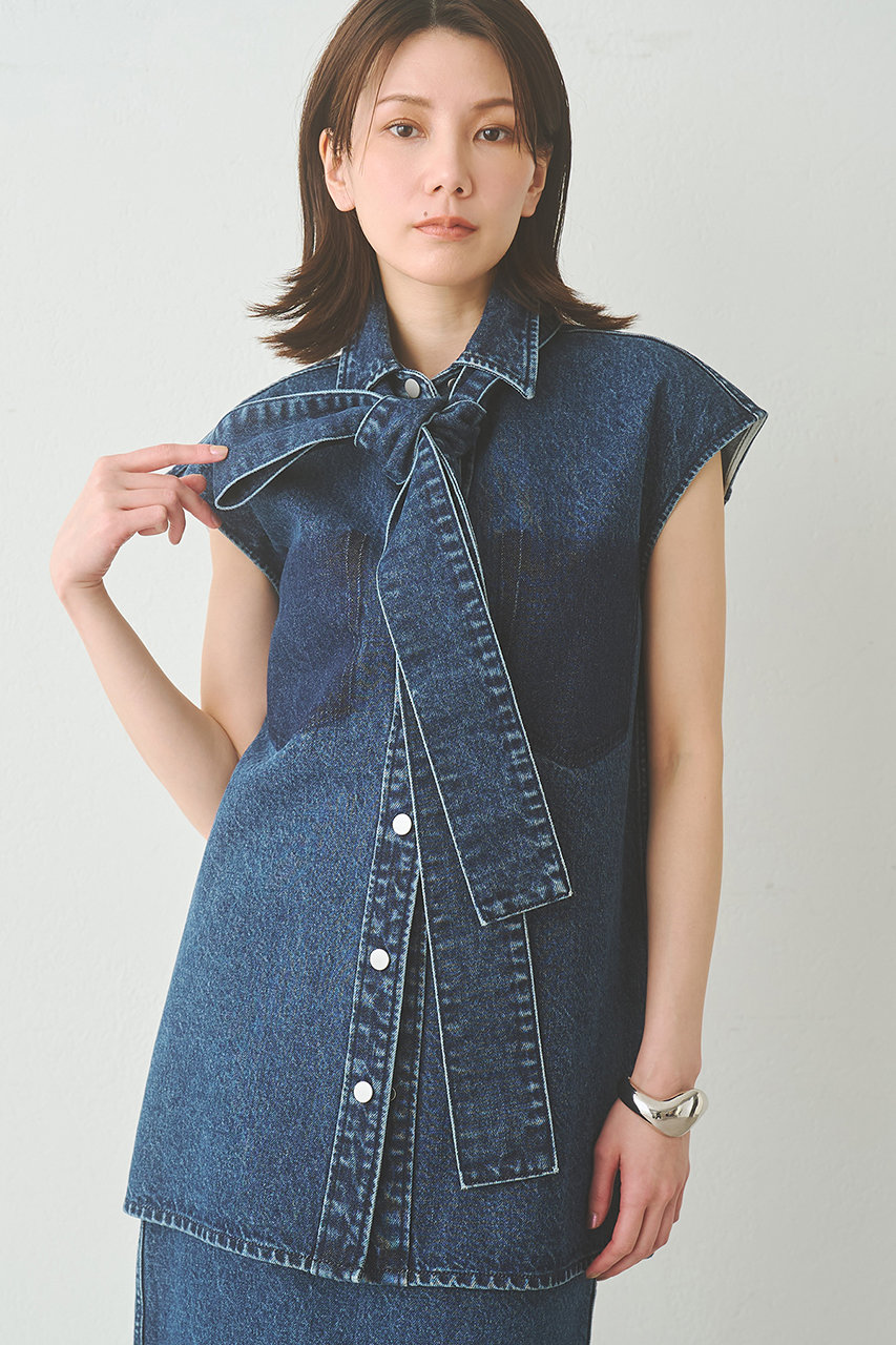 ウィム ガゼット/Whim Gazetteの【予約販売】デニムボウノースリーブシャツ(インディゴブルー/WGD1061404A0001)