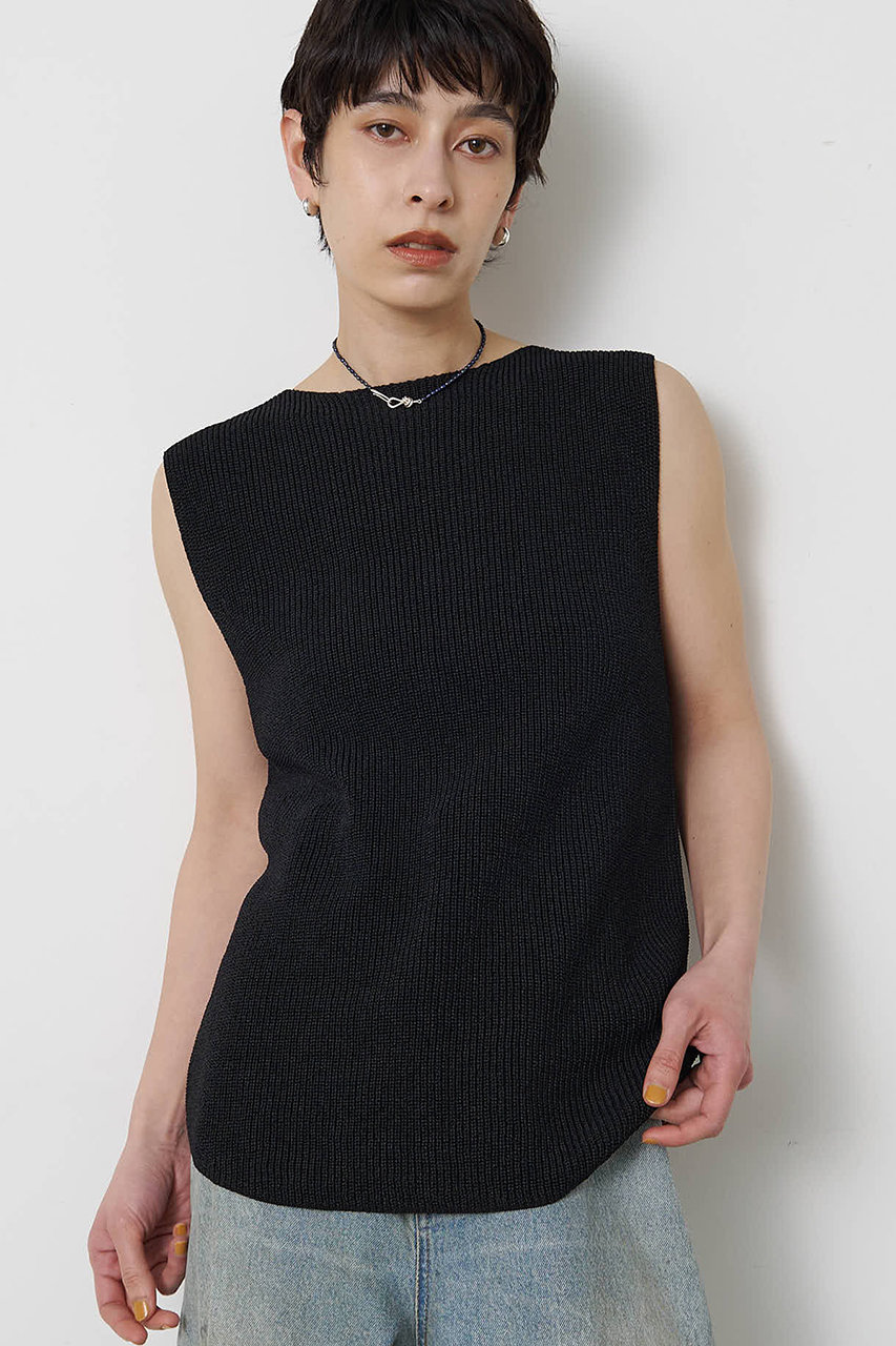 ウィム ガゼット/Whim Gazetteの【予約販売】ペーパーノースリーブニット(ブラック/WGZ1061505A0001)