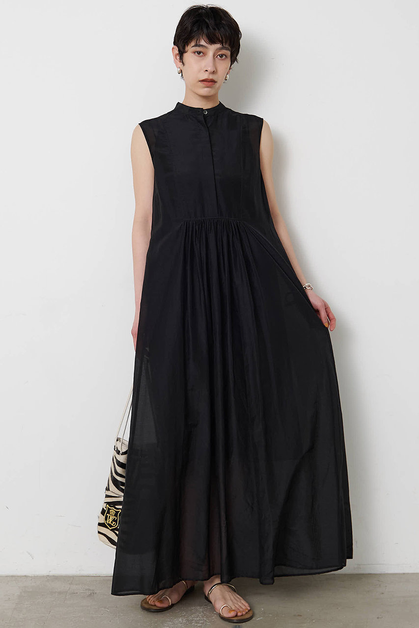 ウィム ガゼット/Whim Gazetteの【予約販売】シルクコットンギャザーワンピース(ブラック/WGZ1061509A0001)
