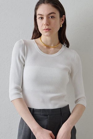 ウィム ガゼット/Whim Gazetteの【予約販売】【Drawing Numbers】リブハーフスリーブニット