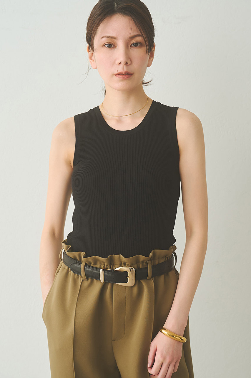 Whim Gazette 【Drawing Numbers】リブニットタンク (ブラック, 38) ウィム ガゼット ELLE SHOP