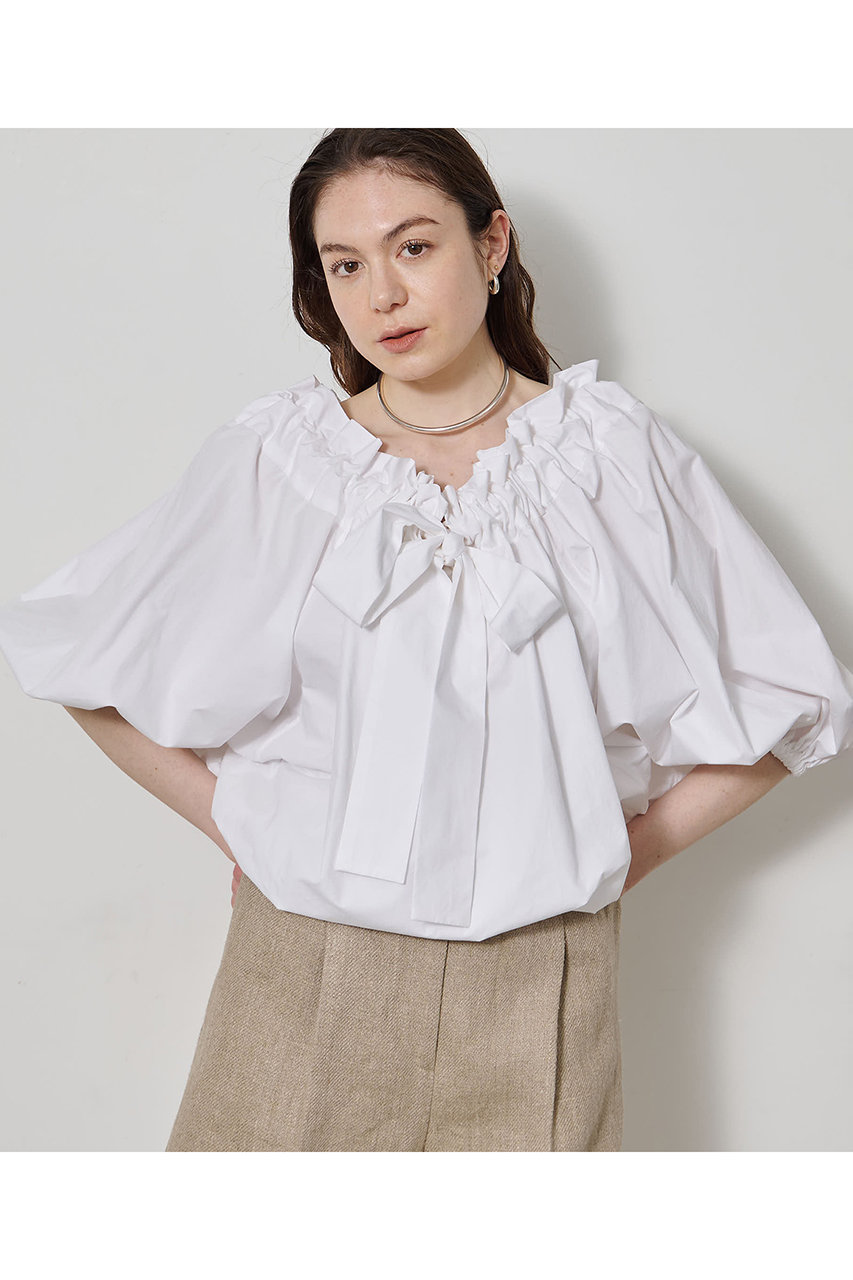 ウィム ガゼット/Whim Gazetteの【予約販売】コットンタイプライターギャザーブラウス(オフホワイト/WGZ1061504A0005)