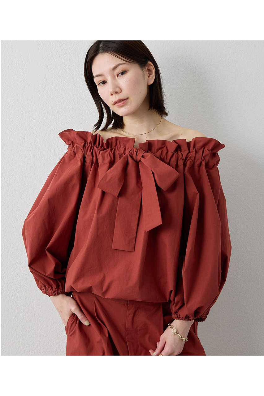 ウィム ガゼット/Whim Gazetteの【予約販売】コットンタイプライターギャザーブラウス(バーガンディー/WGZ1061504A0005)