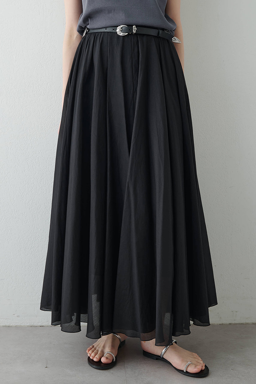 ウィム ガゼット/Whim Gazetteの【予約販売】【WEB＆一部店舗限定カラーあり】コットンシルクフレアスカート(ブラック/WGZ1061401A0002)