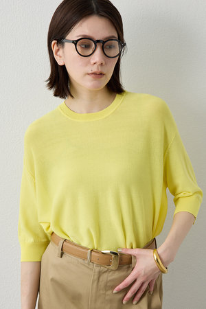 ウィム ガゼット/Whim Gazetteの【予約販売】【Drawing Numbers】クルーハーフスリーブ裾ラウンドニット(110300/110301)