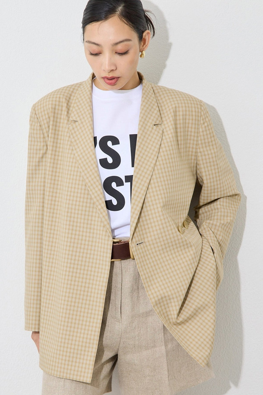 Whim Gazette ギンガムチェックジャケット (ベージュ, F) ウィム ガゼット ELLE SHOP
