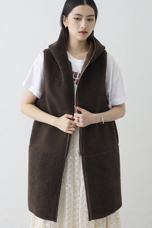 ウィム ガゼット/Whim Gazetteの【予約販売】〈WEB限定カラーあり〉【THE PAUSE】ボアフードロングジレ(110800/110806)