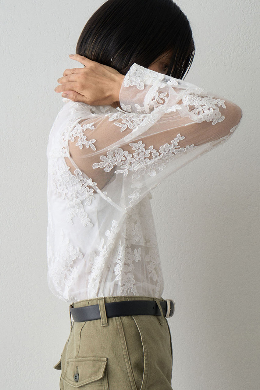 Whim Gazette(ウィム ガゼット)｜【予約販売】刺繍レースシャツ/オフ