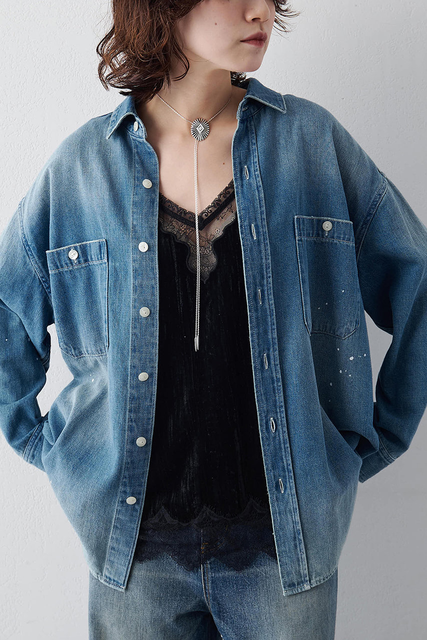 ウィム ガゼット/Whim Gazetteの【予約販売】ペイントデニムシャツ(インディゴブルー/WGD1062104A0001)