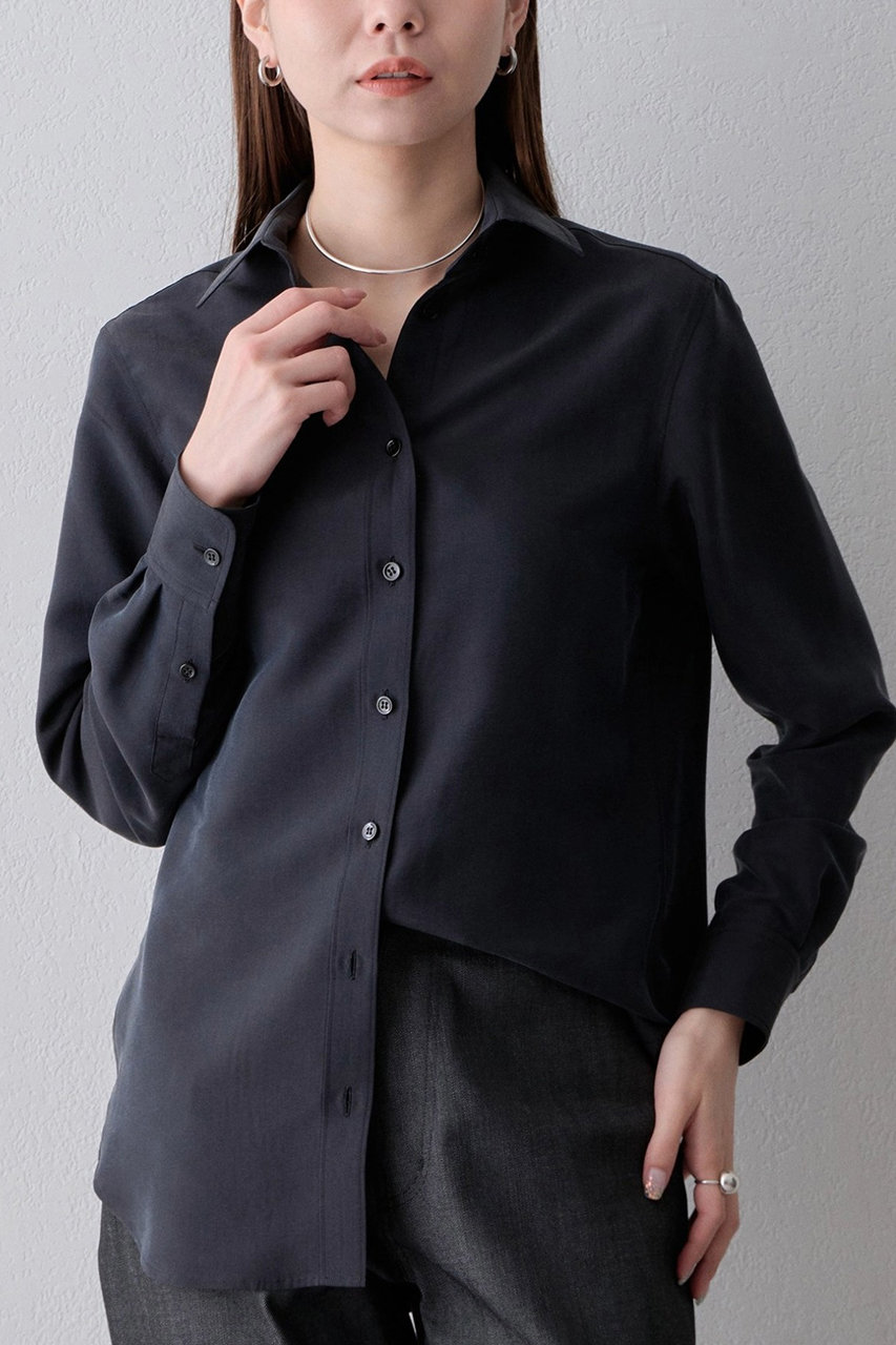 ウィム ガゼット/Whim Gazetteの【予約販売】【Drawing Numbers】トリアセシルクサテンシャツ(ブラック/DNZ1062204A0001)