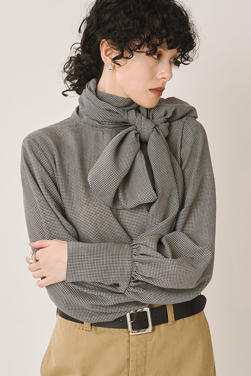 Whim Gazette ビエラチェックボウタイブラウス (ブラック, F) ウィム ガゼット ELLE SHOP