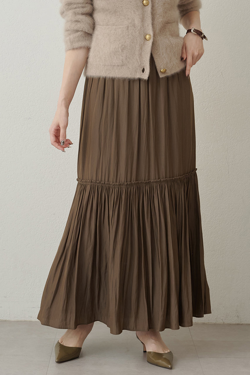 Whim Gazette デシンギャザーロングスカート (モカ, F) ウィム ガゼット ELLE SHOP