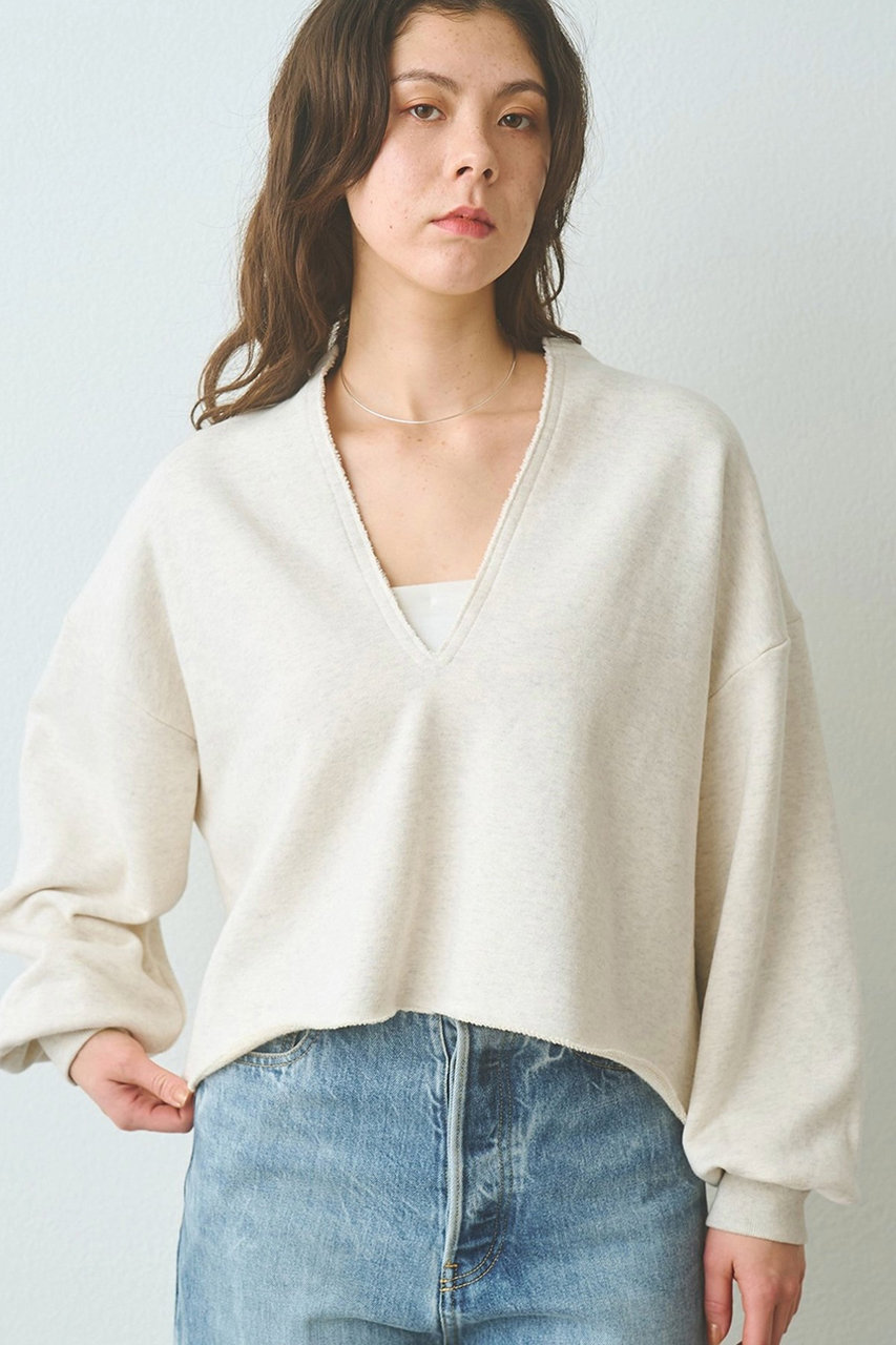 Whim Gazette スウェットVネックプルオーバー (エクリュ, F) ウィム ガゼット ELLE SHOP