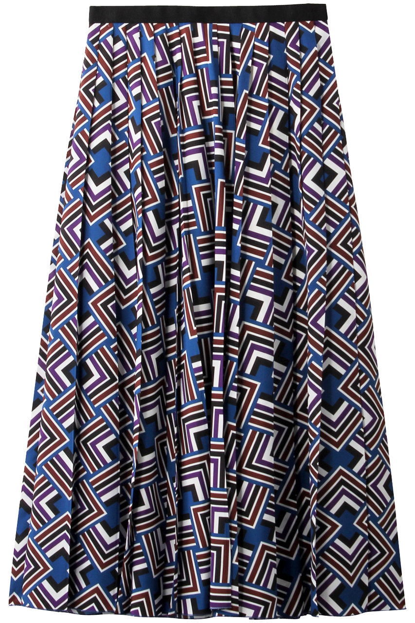 エリオポール/HELIOPOLEのジオメトリックプリントプリーツスカート(ブルー系/4201-1506)