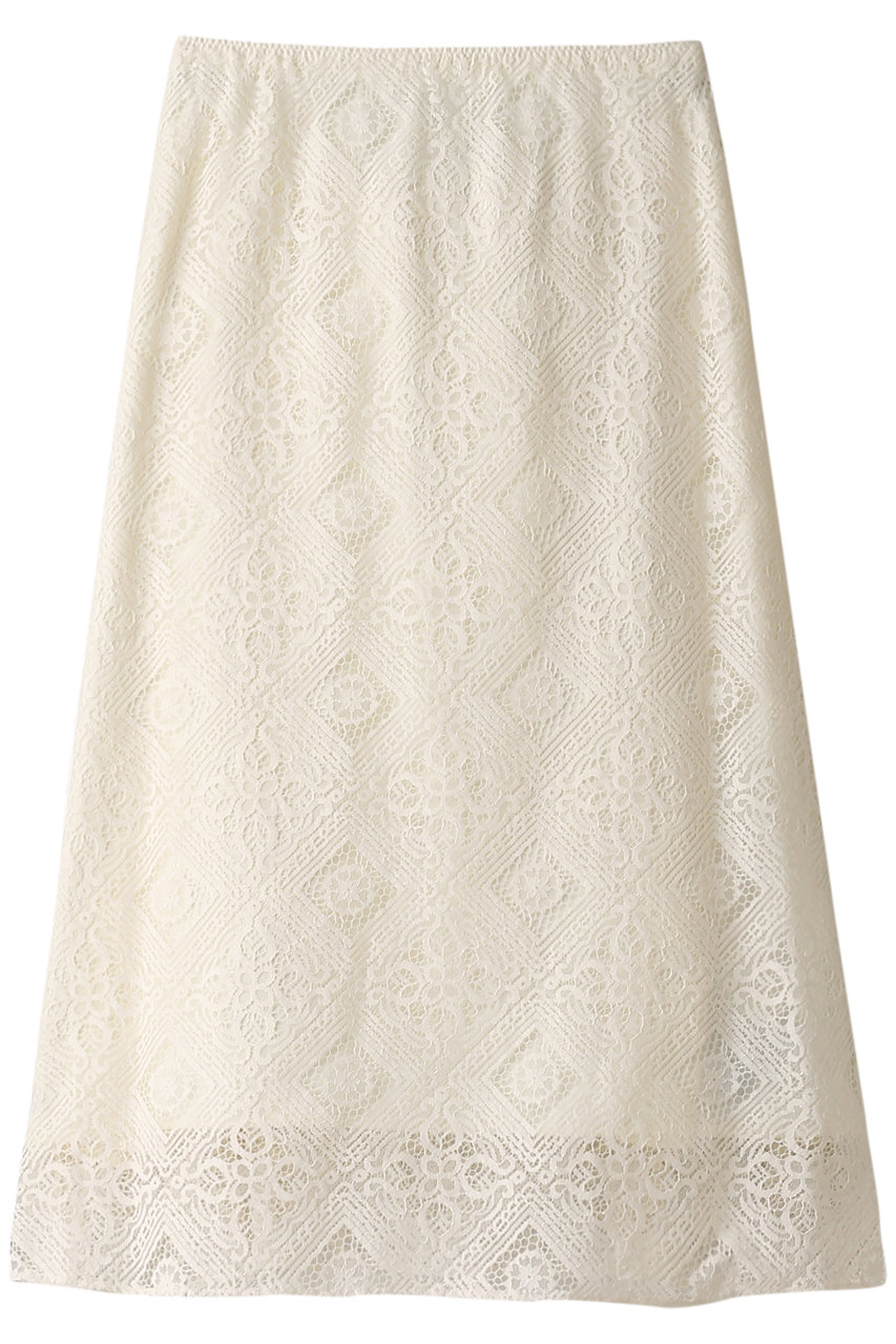 エリオポール/HELIOPOLEのタイルレースバイヤスセミフレアースカート(ホワイト/TO-4201-1521)