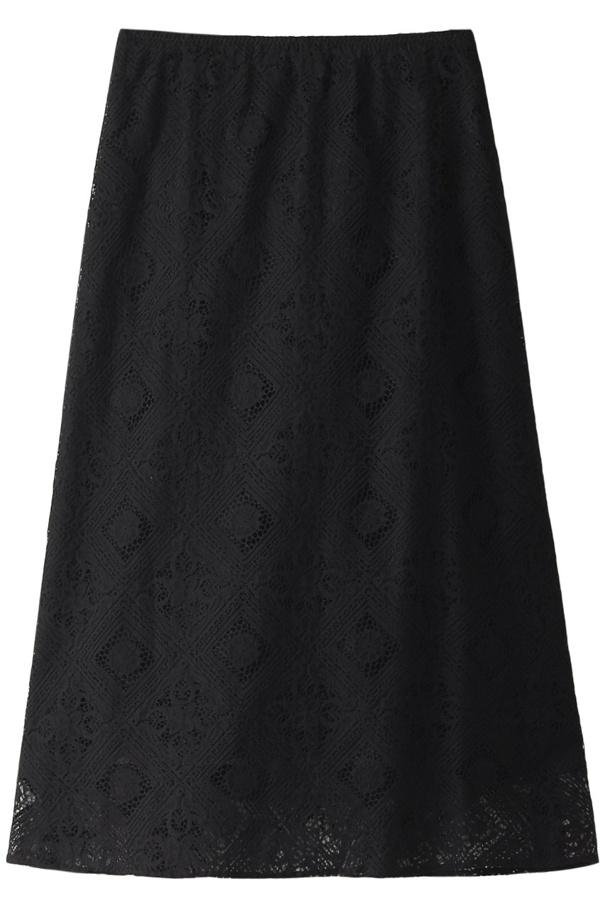 エリオポール/HELIOPOLEのタイルレースバイヤスセミフレアースカート(ブラック/TO-4201-1521)