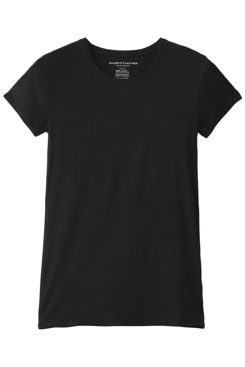HELIOPOLE 【MAJESTIC FILATURES】ヴィスコースクルーネックTシャツ (ブラック, 1) エリオポール ELLE SHOP