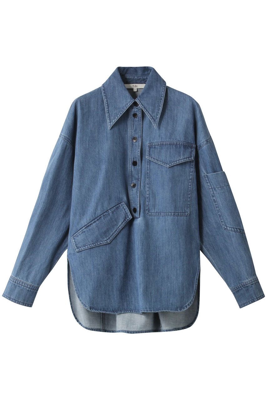  40%OFF！HELIOPOLE 【Tibi】オーバーサイズコクーンシャツ (ブルー XS) エリオポール ELLE SHOP