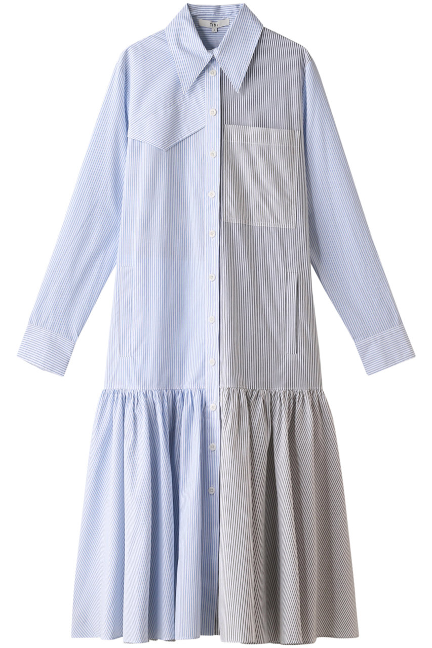 ＜ELLE SHOP＞ 40%OFF！HELIOPOLE 【Tibi】カラーブロックシャツドレス (スカイブルー 2) エリオポール ELLE SHOP画像