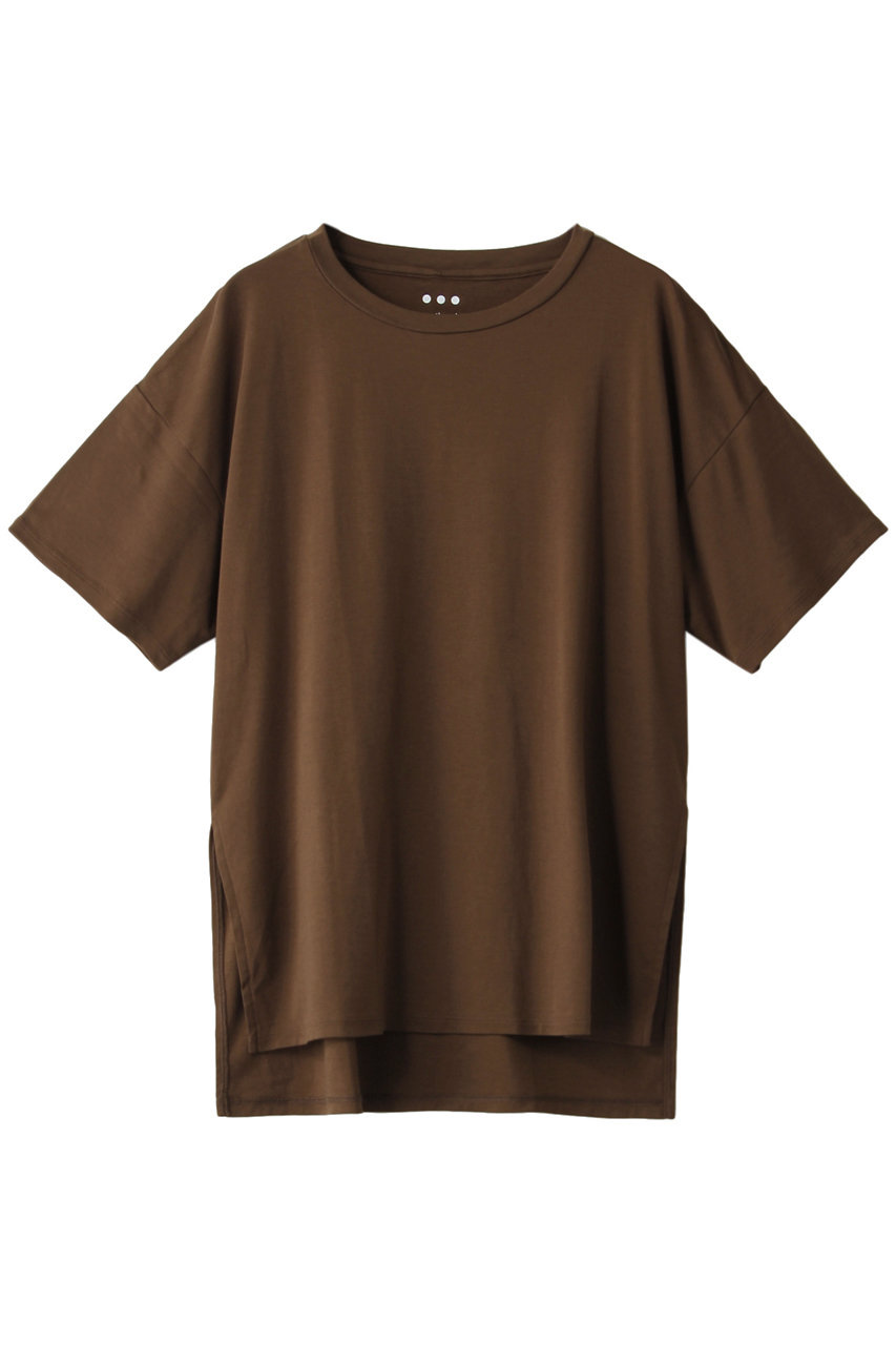 HELIOPOLE 【THREE DOTS】Smooth Supima Jersey big tee/Tシャツ (ブラウン, S) エリオポール ELLE SHOP
