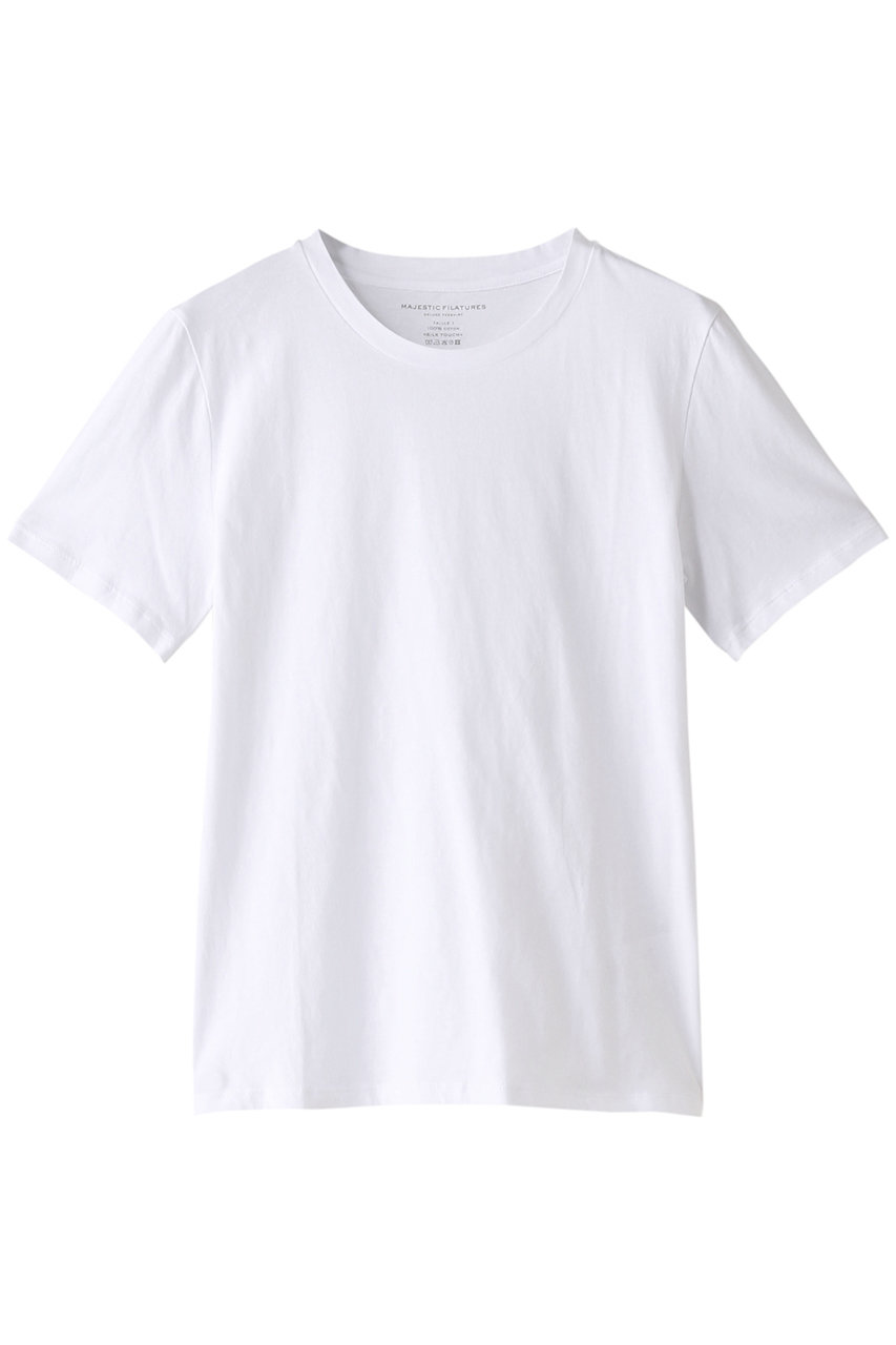 HELIOPOLE 【MAJESTIC FILATURES】シルクタッチコットンS/S ショートスリーブTシャツ (ホワイト, 1) エリオポール ELLE SHOP
