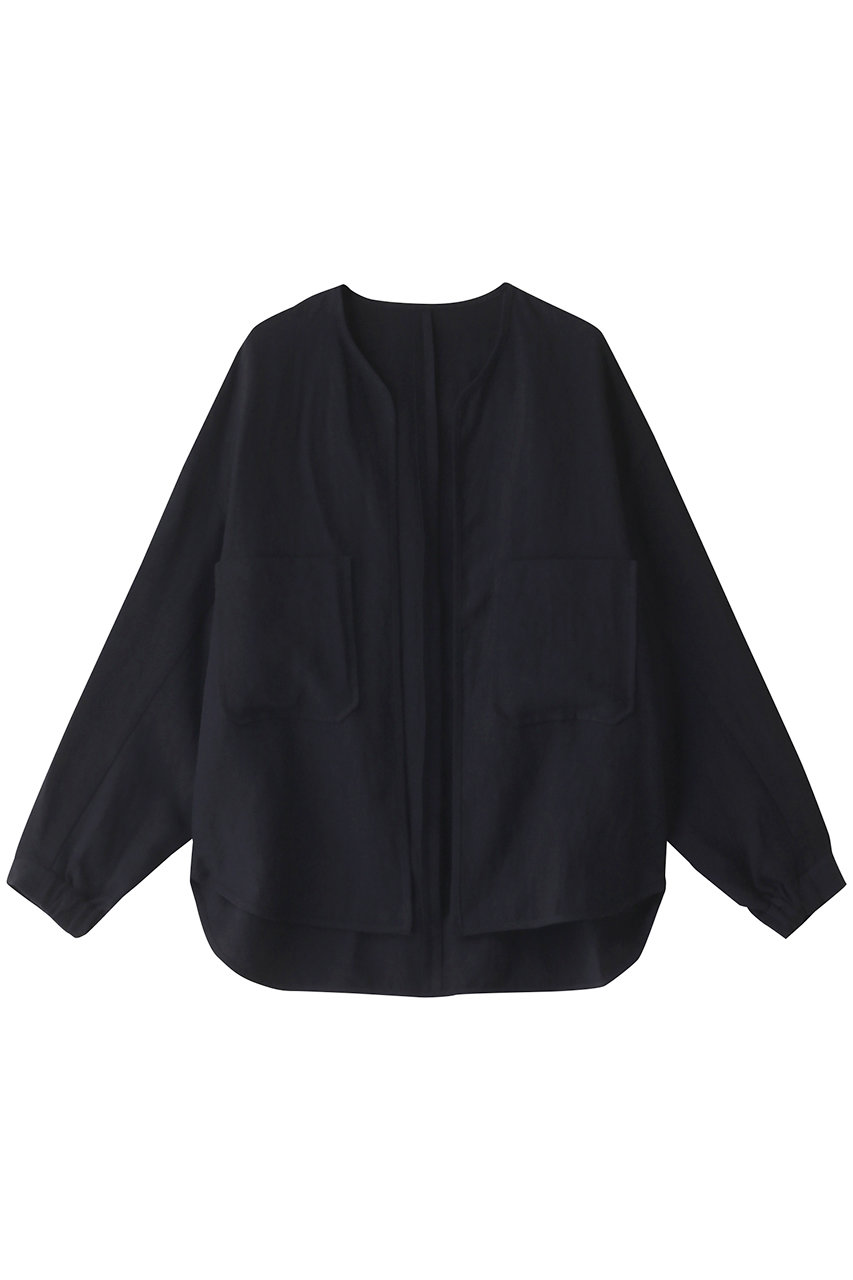 HELIOPOLE NEW DUNGAREES LINENノーカラージャケット (ネイビー, 38) エリオポール ELLE SHOP