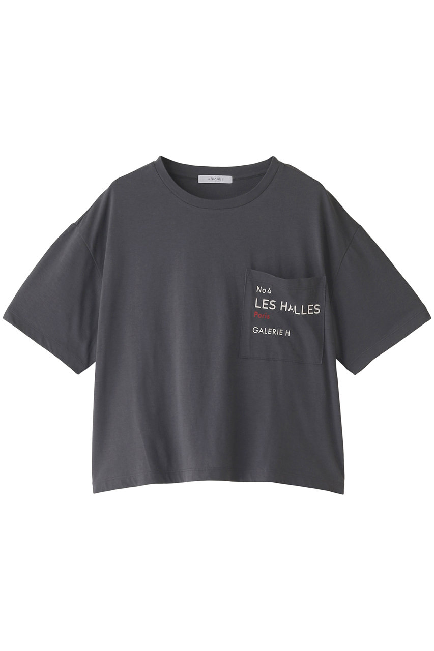 ＜ELLE SHOP＞ HELIOPOLE LOGO POCKET Tシャツ (チャコールグレー 38) エリオポール ELLE SHOP