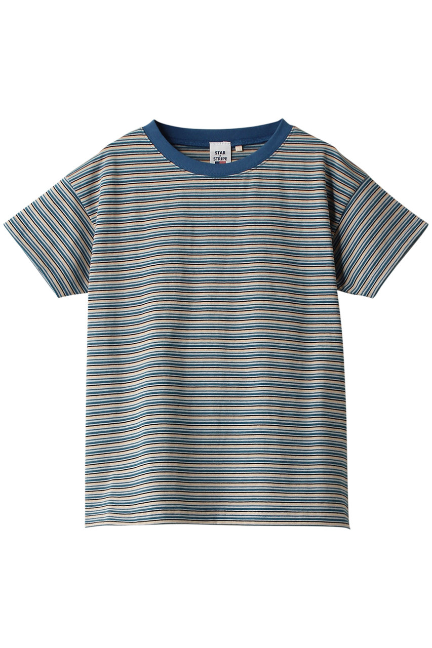 HELIOPOLE 【Star & Stripe】MLT BOR Tシャツ (ブルー, F) エリオポール ELLE SHOP