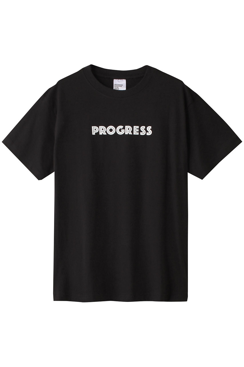 HELIOPOLE 【PROGRESS RUNNING CLUB】PROGRESS ショートスリーブTシャツ (ブラック, M) エリオポール ELLE SHOP