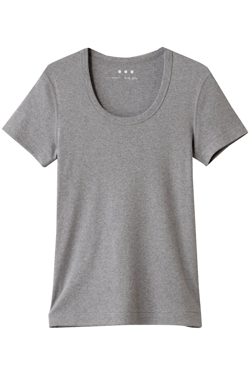 HELIOPOLE 【THREE DOTS】JESSICA ショートスリーブカットソー (グレー, M) エリオポール ELLE SHOP HELIOPOLE 【THREE DOTS】JESSICA ショートスリーブカットソー (グレー, M) エリオポール ELLE SHOP