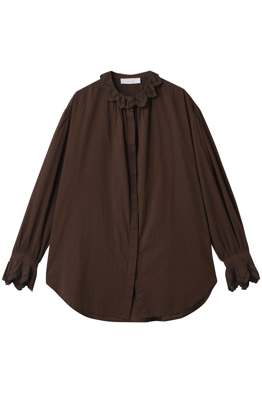 HELIOPOLE 【normment】スカラップエンブロイダリーフリルブラウス (ダークブラウン, F) エリオポール ELLE SHOP HELIOPOLE 【normment】スカラップエンブロイダリーフリルブラウス (ダークブラウン, F) エリオポール ELLE SHOP