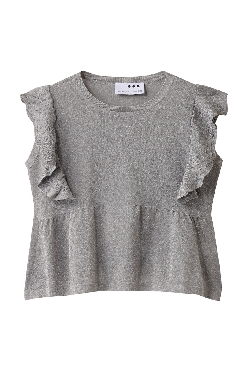 HELIOPOLE 【THREE DOTS】ラッフルトップ (グレー, S) エリオポール ELLE SHOP HELIOPOLE 【THREE DOTS】ラッフルトップ (グレー, S) エリオポール ELLE SHOP