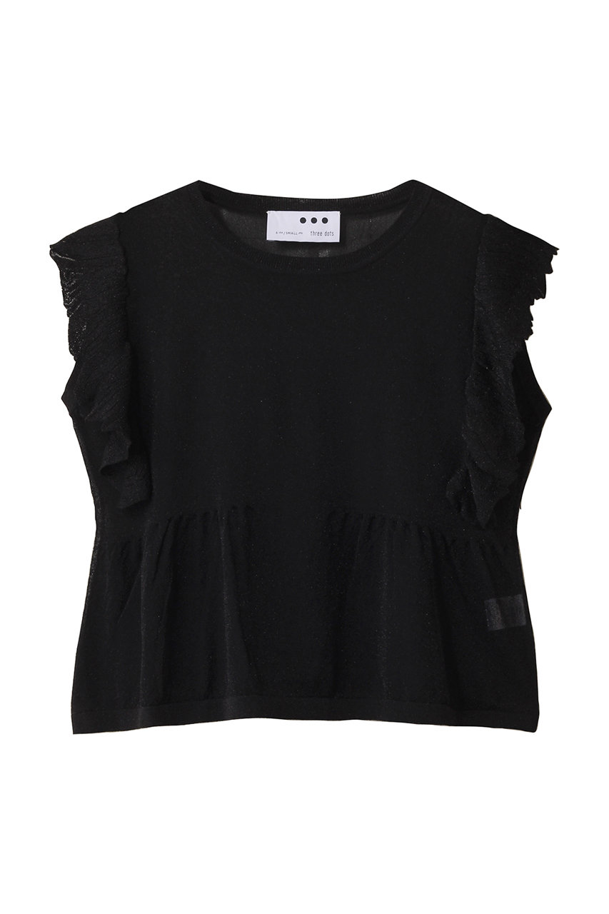 HELIOPOLE 【THREE DOTS】ラッフルトップ (ブラック, S) エリオポール ELLE SHOP HELIOPOLE 【THREE DOTS】ラッフルトップ (ブラック, S) エリオポール ELLE SHOP