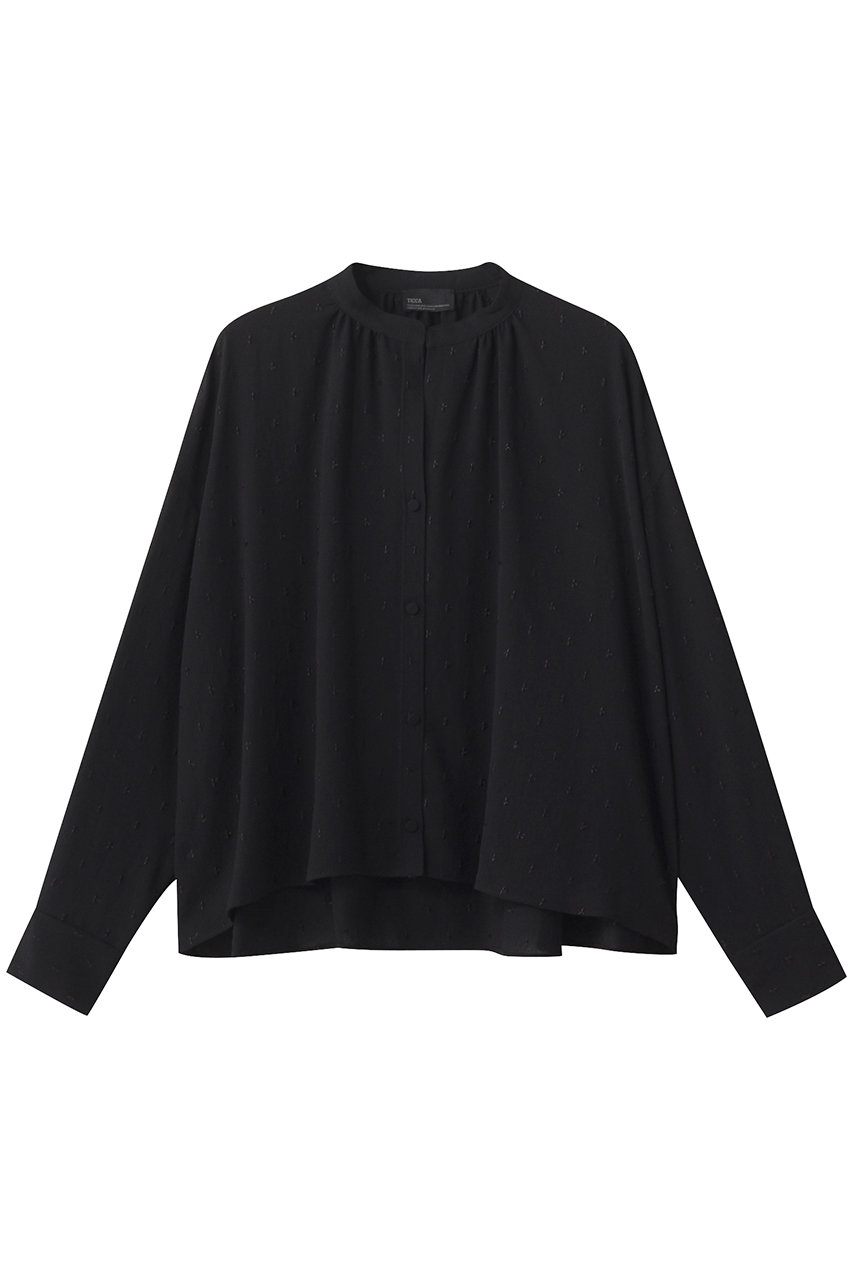 23区 エンブロイダリーブラウス ブラック タッセル 刺繍 ギャザー