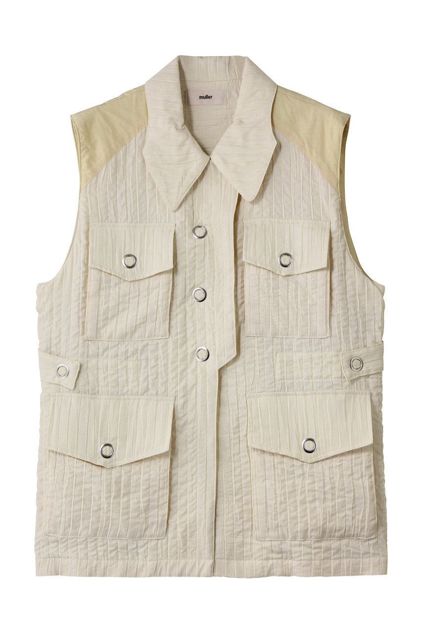 エリオポール/HELIOPOLEの【muller of yoshiokubo】ストライプジャカードベスト(アイボリー/15036004012MNMLS25703)