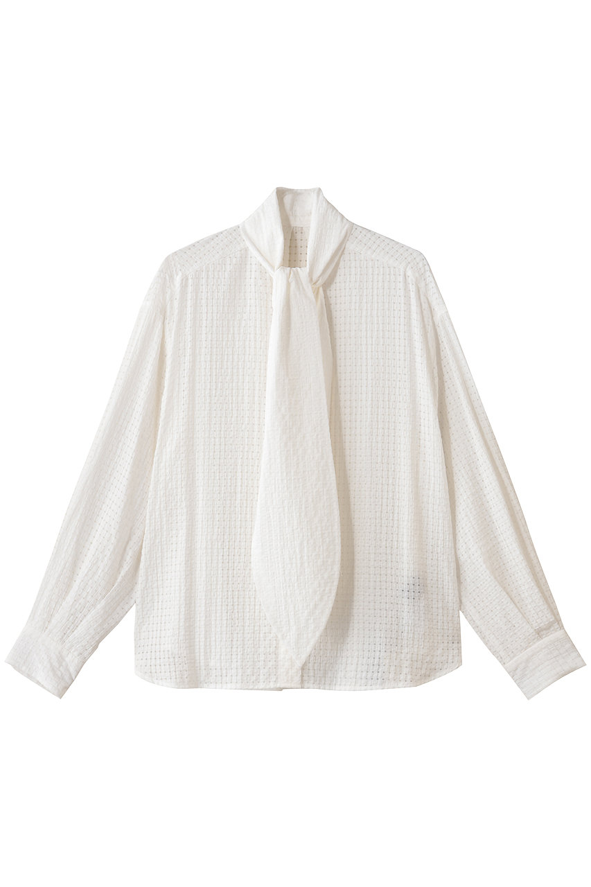 エリオポール/HELIOPOLEのシアーチェックボウタイブラウス(ホワイト/25003043037HN)