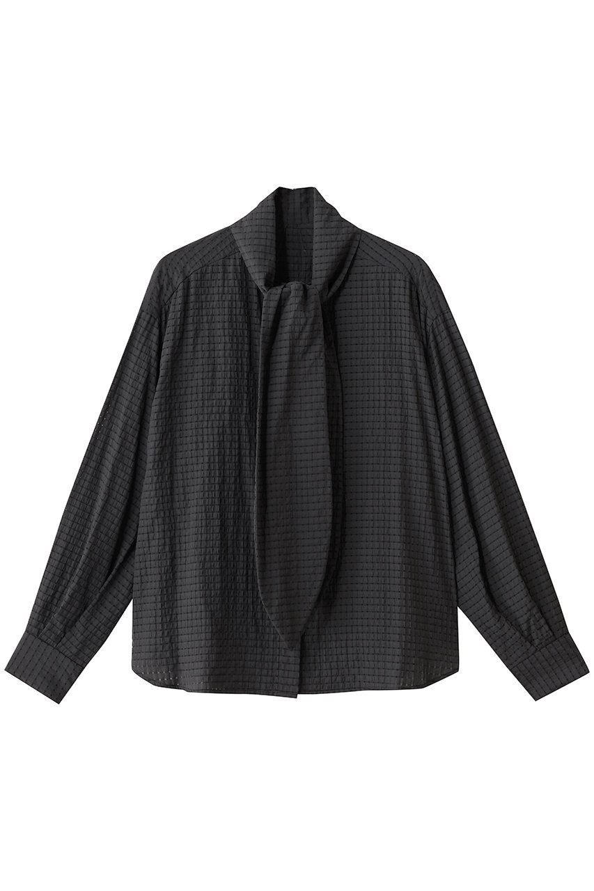 エリオポール/HELIOPOLEのシアーチェックボウタイブラウス(ブラック/25003043037HN)