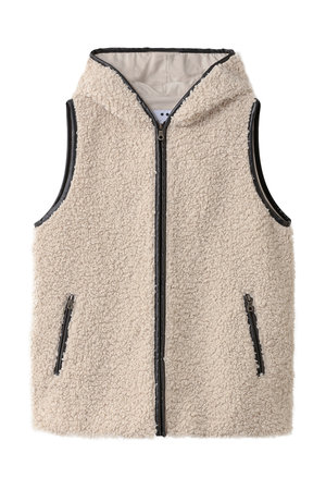 エリオポール/HELIOPOLEの【THREE DOTS】プードルボアフーディーベスト(110800/110806)