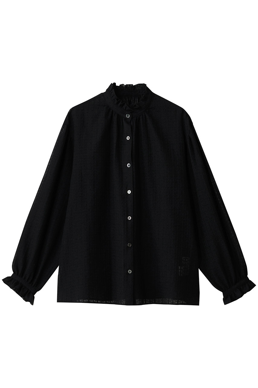 エリオポール/HELIOPOLEのレースフリルカラーブラウス(ブラック/25003065037HN)