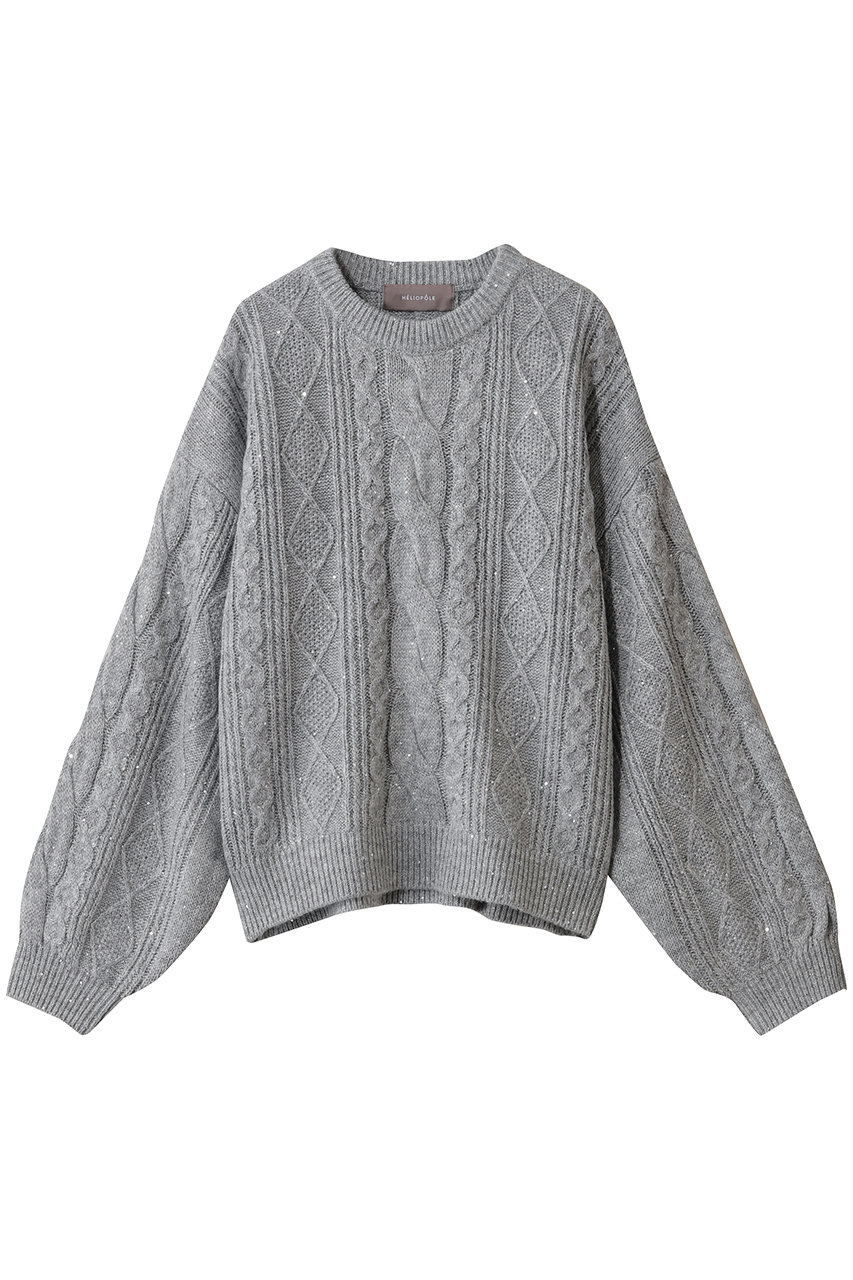 エリオポール/HELIOPOLEのケーブルスパングルニット(ライトグレー/25003067041HN)