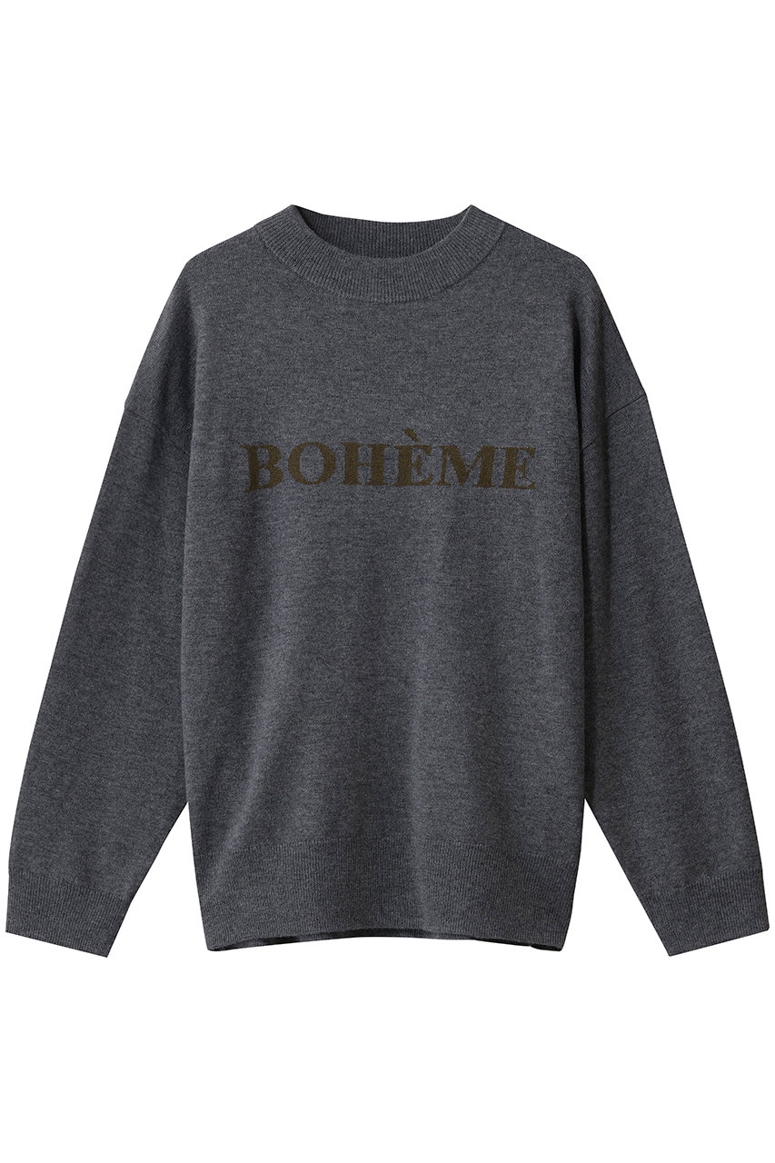 エリオポール/HELIOPOLEのインターシャロゴニット(グレー/25003068041HN)