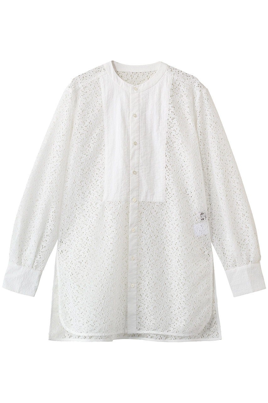 エリオポール/HELIOPOLEのレースカラーレスシャツ(ホワイト/16003008036HN)