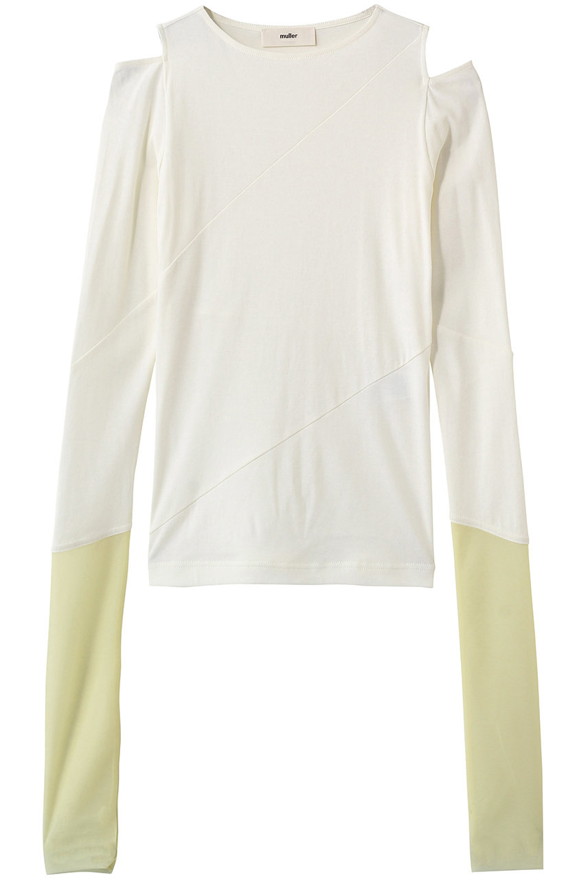 エリオポール/HELIOPOLEの【muller of yoshiokubo】DIAGONAL L/SLEEVE トップ(ホワイト/16036001051MN)