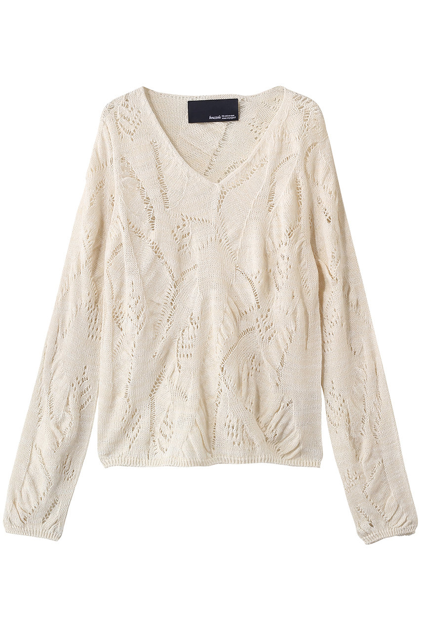エリオポール/HELIOPOLEの【boussole】LEAF LACE Vネックニット(アイボリー/16547002041BN)